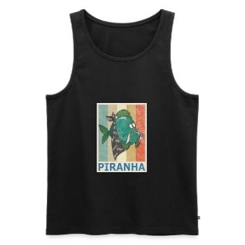 Piranha Vintage Retro Style Grunge - Männer Premium Bio Tank Top - Schwarz - Vorne - Michal (187cm)