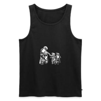 Biker papa et deux enfants chemise cadeau - Débardeur bio Premium Homme - noir - Devant - Michal (187cm)