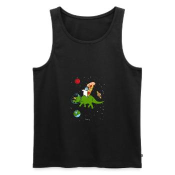 Cadeau de dinosaure de chat à pizza - Débardeur bio Premium Homme - noir - Devant - Michal (187cm)