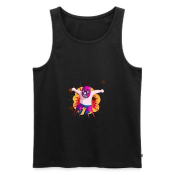 "Wrestler" - Men's Premium Organic Tank Top - black - Front - Michal (187cm)