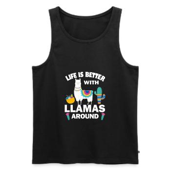 Life is Better with Llama around - Männer Premium Bio Tank Top - Schwarz - Vorne - Michal (187cm)