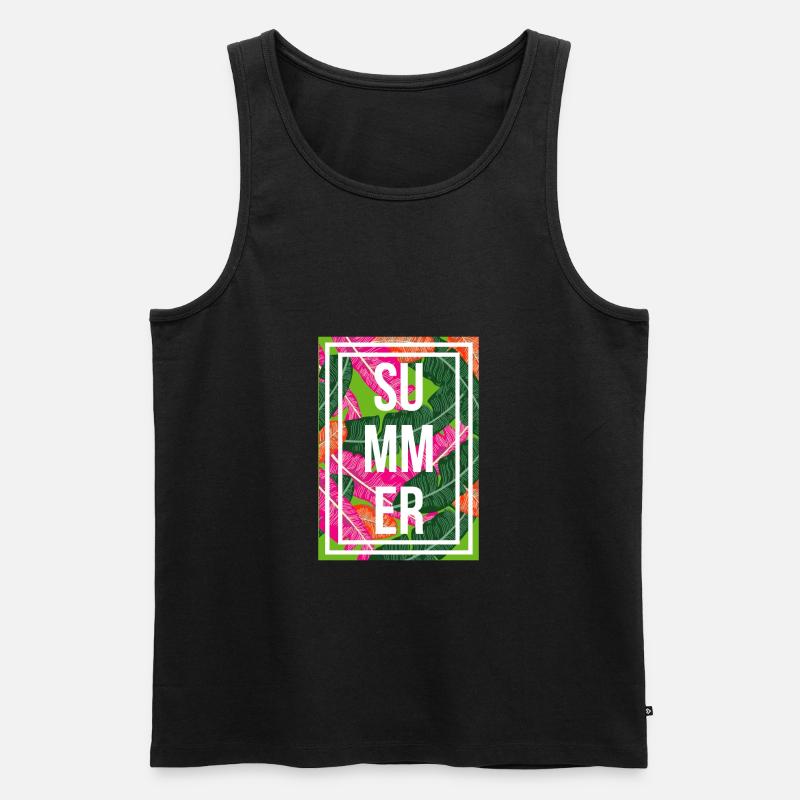 Sommer Palmen - Männer Premium Bio Tank Top - Schwarz