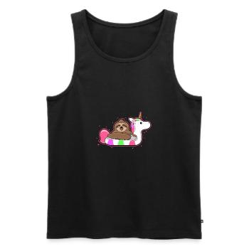 Urlaub - Faultier Unicorn Schwimmring - Geschenk - Männer Premium Bio Tank Top - Schwarz - Vorne - AI Model Male 178 light (178cm)