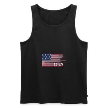 USA Flag America Freedom Travel shirt - Men's Premium Organic Tank Top - black - Front - AI Model Male 178 light (178cm)