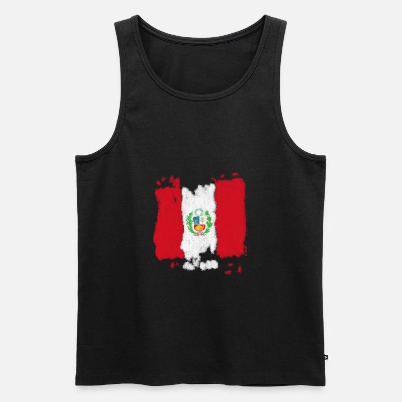 Peru Flagge - Männer Premium Bio Tank Top - Schwarz