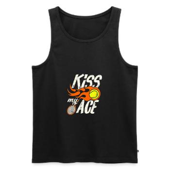 "Kiss my Ace" Tennis Humor Geschenk - Männer Premium Bio Tank Top - Schwarz - Vorne - AI Model Male 178 light (178cm)
