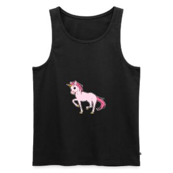 Unicorn rose fiers enfants fille idée cadeau - Débardeur bio Premium Homme - noir - Devant - Michal (187cm)