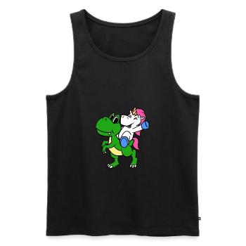 Unicorn Riding T-Rex Funny Magical Unicorn - Men's Premium Organic Tank Top - black - Front - Michal (187cm)