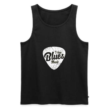 Blues guitare guitariste instrument de musique - Débardeur bio Premium Homme - noir - Devant - AI Model Male 178 light (178cm)