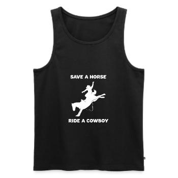 Sauver un cheval monter un cavalier drôle Cowboy - Débardeur bio Premium Homme - noir - Devant - Michal (187cm)
