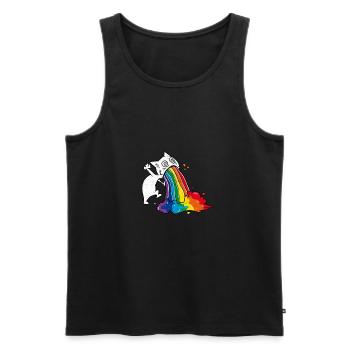 Funny Cat Vomiting Rainbow Gift T-Shirt - Men's Premium Organic Tank Top - black - Front - AI Model Male 178 light (178cm)