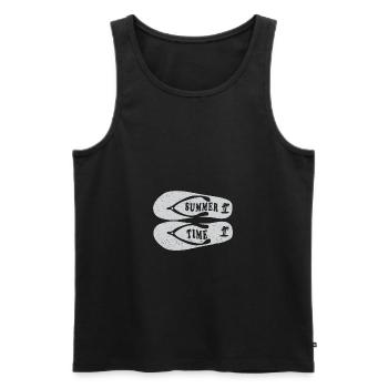 Summer Time Sommer Urlaub Flip Flop - Männer Premium Bio Tank Top - Schwarz - Vorne - AI Model Male 178 light (178cm)