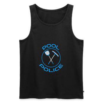 POOL POLICE FUN / Surveillant de piscine cool - Débardeur bio Premium Homme - noir - Devant - AI Model Male 178 light (178cm)