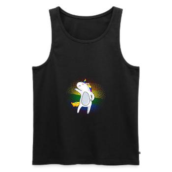 LGBT Pride Einhorn Shirt - Männer Premium Bio Tank Top - Schwarz - Vorne - Michal (187cm)