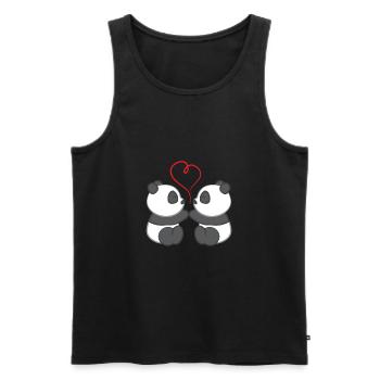Panda - Panda T-Shirt - Pandamotiv - Liebe - Männer Premium Bio Tank Top - Schwarz - Vorne - AI Model Male 178 light (178cm)