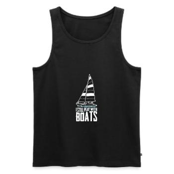 Je joue toujours avec des bateaux cadeau - Débardeur bio Premium Homme - noir - Devant - Michal (187cm)