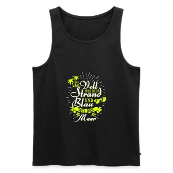 Full as the beach and blue as the sea - Men's Premium Organic Tank Top - black - Front - AI Model Male 178 light (178cm)