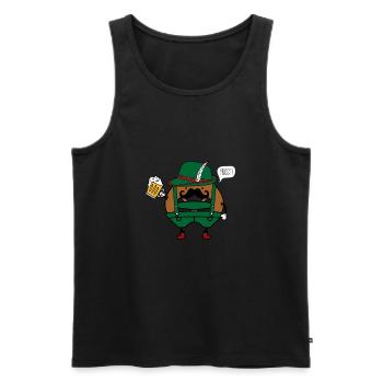 potato in costume Prost - Men's Premium Organic Tank Top - black - Front - AI Model Male 178 light (178cm)