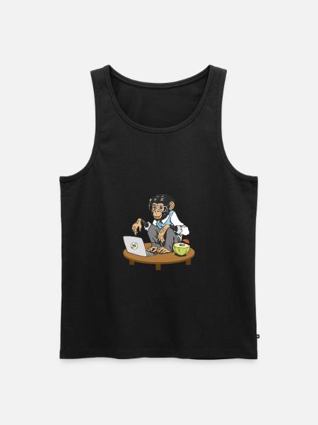 Affe vor Laptop - Männer Premium Bio Tank Top - Schwarz
