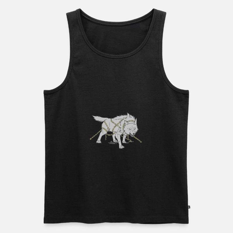 Wolf in Ketten - Männer Premium Bio Tank Top - Schwarz