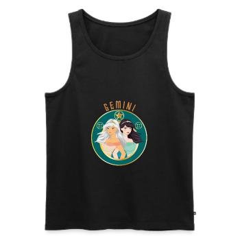 Zodiac - Horoscope - Gemini - Gift - Men's Premium Organic Tank Top - black - Front - AI Model Male 178 light (178cm)