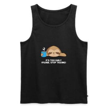 Faultier - Faul - Faultier T-Shirt - Morgenmuffel - Männer Premium Bio Tank Top - Schwarz - Vorne - Michal (187cm)