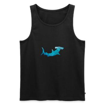 Requin cadeau marteau poisson mer fils zoo contour - Débardeur bio Premium Homme - noir - Devant - Michal (187cm)