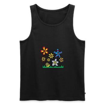 Snail on flower meadow - Men's Premium Organic Tank Top - black - Front - AI Model Male 178 light (178cm)