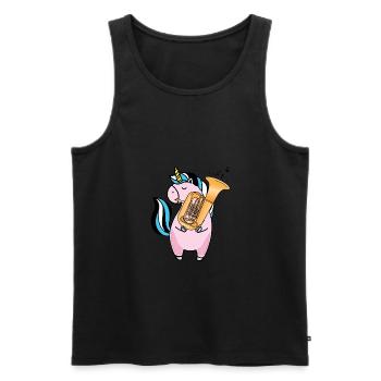 Einhorn spielt Tuba Geschenk für Tuba Spieler - Männer Premium Bio Tank Top - Schwarz - Vorne - Michal (187cm)