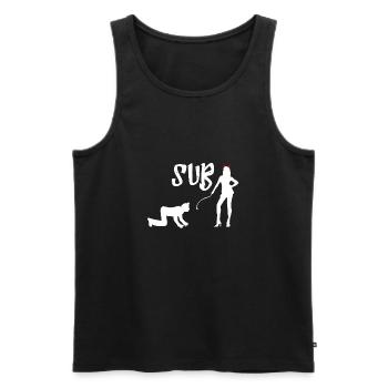 Femdom Dominatrix Sub SM drôle humour t-shirt - Débardeur bio Premium Homme - noir - Devant - AI Model Male 178 light (178cm)