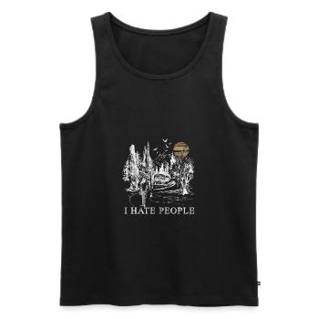 Je déteste les gens - Je déteste les gens - Débardeur bio Premium Homme - noir - Devant - AI Model Male 178 light (178cm)