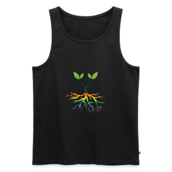 Nature - Arc-en-ciel - Conservation - Racines - Débardeur bio Premium Homme - noir - Devant - Michal (187cm)