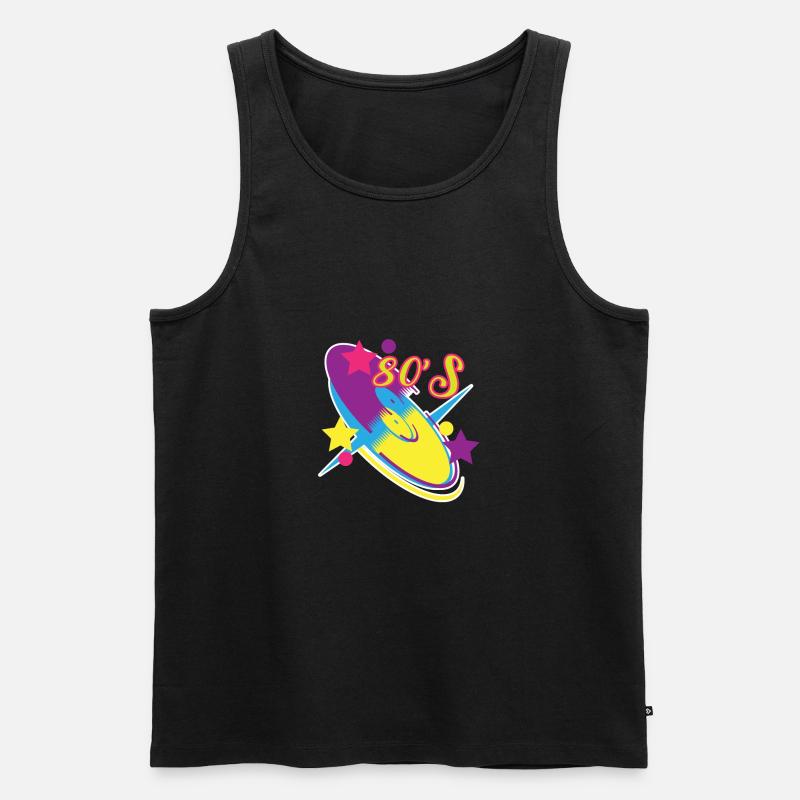 80's Disc - Männer Premium Bio Tank Top - Schwarz