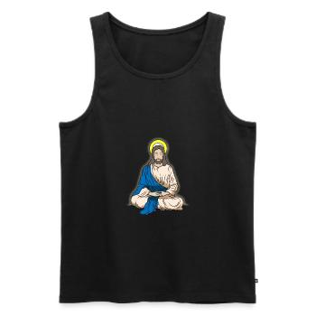 Meditation Jesus Christ cross gift - Men's Premium Organic Tank Top - black - Front - Michal (187cm)