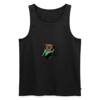 Dog goes hiking - Men's Premium Organic Tank Top - black - Front - AI Model Male 178 light (178cm)