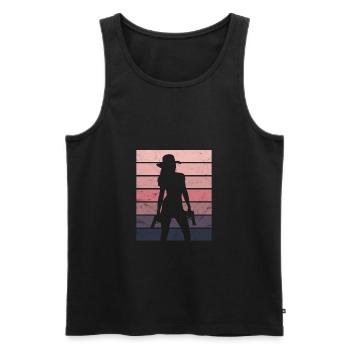 Geschenk Cowboy Revolver Sonnenuntergang Lady - Männer Premium Bio Tank Top - Schwarz - Vorne - Michal (187cm)