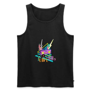 J'adore les années 80 j'aime la fête des années 80 stéréo - Débardeur bio Premium Homme - noir - Devant - AI Model Male 178 light (178cm)