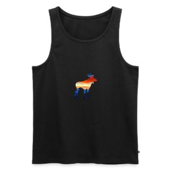 Elch Sonnenuntergang Berge - Männer Premium Bio Tank Top - Schwarz - Vorne - Michal (187cm)