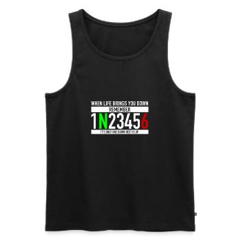 When Life Brings You Down 1N23456 - Men's Premium Organic Tank Top - black - Front - AI Model Male 178 light (178cm)