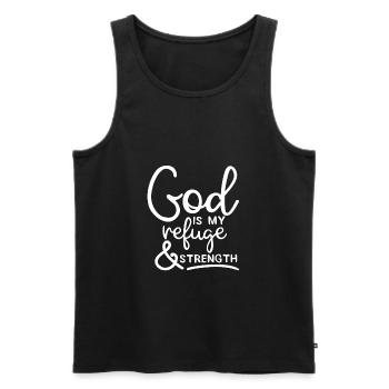God is my refuge & strength - Men's Premium Organic Tank Top - black - Front - Michal (187cm)