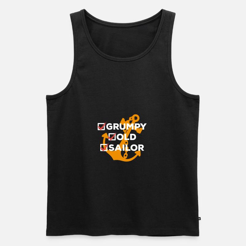 Grumpy Old Sailer - Männer Premium Bio Tank Top - Schwarz