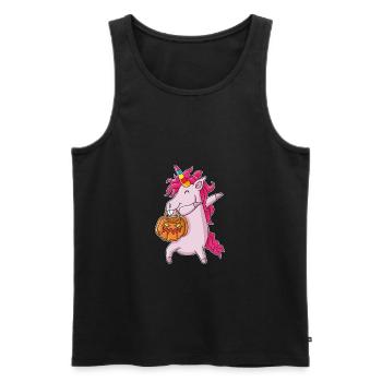Halloween Shirt Dabbing Unicorn - Männer Premium Bio Tank Top - Schwarz - Vorne - Michal (187cm)