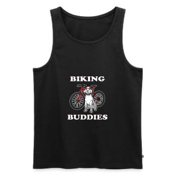 Biking buddies dog lovers with bicycle gift - Men's Premium Organic Tank Top - black - Front - Michal (187cm)