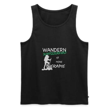 Wandern im Bay Wald ist meine Therapie - Männer Premium Bio Tank Top - Schwarz - Vorne - AI Model Male 178 light (178cm)
