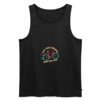 On two wheels you stay young! - Men's Premium Organic Tank Top - black - Front - AI Model Male 178 light (178cm)