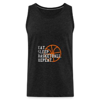 Eat Sleep Basketball Repeat Geschenk Sport Baller - Männer Premium Bio Tank Top - Anthrazit - Vorne - Alexander (188cm)