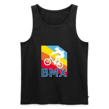 Vintage Retro Style BMX Fahrrad Zweirad Radsport - Männer Premium Bio Tank Top - Schwarz - Vorne - Michal (187cm)