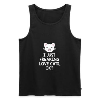 chat - Débardeur bio Premium Homme - noir - Devant - AI Model Male 178 light (178cm)