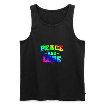 Peace and Love, Regenbogen - Männer Premium Bio Tank Top - Schwarz - Vorne - Michal (187cm)