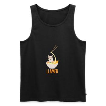 Funny llama and ramen noodles asian cuisine - Men's Premium Organic Tank Top - black - Front - Michal (187cm)